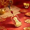 Pingente de Bênção e Paz Guanyin Estilo Chinês do Tio Tong com Artesanato de Relevo Dupla Face, Acessório de Chaveiro Unissex