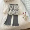 Pantalones infantiles para niña 2026 primavera y otoño nuevos elegantes pantalones acampanados para bebé con solapa trasera pantalones casuales pantalones falda para niño pequeño