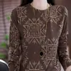 Nova Moda de Outono Plus Size Camiseta Básica Estilo Mãe, Camiseta Elegante Solta Emagrecedora para Mulheres de Meia-Idade e Idosas, Manga Longa Atacado