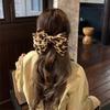 Horquilla con lazo de leopardo de alta calidad para mujer, elegante tocado de alta gama, con lazo de media horquilla y clip superior de primavera.