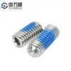 Juego de Tornillos Prisioneros Hexagonales Sin Cabeza de Acero Inoxidable 304 con Recubrimiento Adhesivo Azul, Antiaflojante y Antideslizante