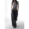 Estilo Old Money, listrado retrô, perna reta, calça de corte levemente amplo em A, unissex, caimento limpo, com caimento relaxado e solto, design de perna larga