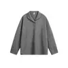 Ropa Vintage Yidao Otoño 2026 Nuevo Estilo Vintage Old Money Color Sólido Texturizado Corte Relajado Cuello Camisero Manga Larga Camiseta