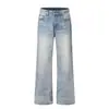 Yongfang Moda Retro Americana de Calle Lavado con Bigotes Diseño Unisex Jeans Acampanados Casuales para Hombre