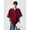 Camisa de Marca Moderna con Mangas Cortas Falsa de Dos Piezas con Cuello Tie-Dye, Sudadera Oversize para Hombre, Camiseta de Media Manga Estilo Ins, Fresca y Elegante, Ajuste Holgado de Verano