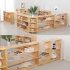 Armario de Almacenamiento Multifuncional de Madera Maciza para Jardín de Infancia Gabinete de Gabinete de Enseñanza Montessori para Educación Temprana Armario con Compartimentos para Juguetes Armario para Mochilas Escolares