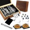 Amazon em estoque copo de uísque tabuleiro caixa de madeira conjunto Kit de Uísque aço inoxidável gelo pedra de vinho conjunto