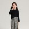 Pudding Haru Ropa para Niños Ropa de Primavera Tops de Moda para Niñas Primavera 2025 Nuevo Camisetas Versátiles de Manga Larga y Cuello Redondo para Niños