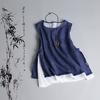Exportação de Comércio Exterior Japonês Transfronteiriço Primavera e Verão Fivela Algodão e Linho Camada Dupla Ultrafino Colete Feminino plus size Top Sem Mangas Alça