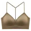 Lencería sexy de espalda descubierta para mujer, estilo fino de verano, push-up para busto pequeño, sin costuras, con pedrería brillante, tirantes finos, sujetador de cuello halter con espalda en Y