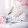 Zapatos Hanfu Originales de Primavera y Verano con Zapatos Acolchados de Traje Antiguo, Zapatos Bordados con Perlas, Zapatos Antiguos Mejorados Bordados de Hada
