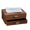 Caja de Almacenamiento de Cajones Multicapa de Nogal Negro Norteamericano Gabinete de Almacenamiento de Documentos de Oficina de Madera Maciza para Escritorio Caja de Almacenamiento para Artículos Varios