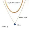 Colar Colorido de Zircônia em Aço Inoxidável Transfronteiriço Estilo Luxo Acessível Pedra de Nascimento de Dezembro Pingente Gota d'Água Colar de Corrente para Clavícula Empilhável