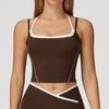 Chaleco de yoga Zechuang falso de dos piezas con cuello halter, ejercicio de running de alta intensidad, fitness, ropa interior de tirantes desnudos 5009