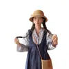 Chapéu de Palha com Laço Estilo Hepburn para Mulheres, Chapéu de Sol de Palha para Viagem de Férias de Verão, Chapéu de Sol para Praia à Beira-Mar