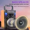 Altavoz Bluetooth Portátil de Madera Popular y de Moda, Máquina de Karaoke con Micrófono Inalámbrico y Función de Soporte para Teléfono
