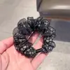 Estilo ins malla floral café oscuro liga para el pelo de intestino delgado cuerda para el pelo temperamento suave estilo perezoso coleta cuerda para el pelo accesorio para el pelo