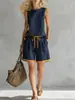 Conjunto de Calça Wide Leg Sem Manga Color Block Estilo Europeu e Americano Novo Transfronteiriço 2026 para Mulheres, Conjunto de Duas Peças Moda Casual de Verão para Mulheres