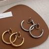Ning Zhuoyi Estilo Europeo y Americano Metal 30mm Anillo Liso Rotatorio Integrado Plato para Incienso de Mosquito Pendientes de Clip para Oreja Metal Cobre Pendientes para Mujer