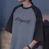 Camiseta Fashion Tendência Casal 2023 Marca Estilo Americano Camurça Manga Raglan Solta Manga Curta Jovens Homens e Mulheres