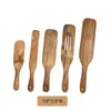 Conjunto de Utensílios de Cozinha em Madeira de Acácia com Cinco Peças, Espátula para Molho, Espátula para Pizza, Espátula, Espátula, Espátula para Misturar Salada, Espátula de Madeira de Teca