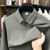 Camisa polo masculina de manga comprida transfronteiriça do Sudeste Asiático, camisa básica de cor sólida de luxo leve para primavera e outono, camiseta com gola antibacteriana feita sob medida, roupa de trabalho