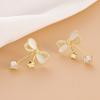 Aretes de lazo dulce con circonita chapados en cobre y oro real bajo el árbol baniano para mujer, exquisitos, pequeños, de red, joyería de verano para la oreja al por mayor