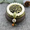 Pulseira Anel Corrido Ruyi de Jade Branco Bodhi Estilo Igual de Xiangji Anel Único Raiz de Bodhi Envolvida no Dedo Suave Estilo Nacional Pulseira de Mão Venda por Atacado