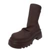 Botas Martin Pretas Estilo Britânico de Motociclista Vintage com Solado Grosso Femininas 2024 Nova Coleção Outono Aparência Pequena e Slim Botas Curtas
