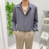 Camisa negra de manga larga para hombre, estilo Hong Kong, estilo japonés, para primavera y otoño, camisa informal de negocios de color sólido de alta calidad.