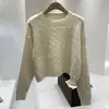 Suéter de Punto Trenzado de Cuello Redondo Retro para Mujer 2026 Otoño Invierno Nuevas Llegadas Petite Super Corto Color Sólido Prendas de Punto Adelgazantes
