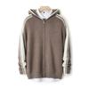 100% Lana Pura 2025 Otoño e Invierno Nuevo Chaqueta Cardigan de Punto con Cremallera Grueso Jacquard Bloque de Color Holgado con Capucha para Hombre