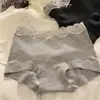 Calzoncillos tipo bóxer Antibacterianos de 10A con Entrepierna Extendida para Mujer Algodón Puro Encaje Puro Deseo Sexy Cintura Media Cubre Cadera Algodón en la Entrepierna
