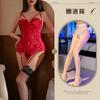 Ting Xiang Yujie Nocturno Atractivo Correa de Perspectiva Ropa Interior Sexy Pecho Pequeño Fruncido Cintura Plástica Sin Costuras Mono
