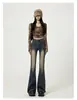 Jeans Flare Retrô Americano para Mulheres 2025 Novo Início de Primavera e Outono Cintura Alta Emagrecedor Bootcut Calças Stretch