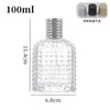 Atacado do fabricante de frascos de perfume transparentes, frascos com spray, frascos de cosméticos, frascos de vidro recarregáveis e frascos de vidro estilosos com design de grade de abacaxi
