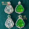Colgante de Buda Sonriente de Calcedonia Blanca Natural Incrustada con Hielo Alto Verde Transparente Colgante de Buda Verde Imperial Comparable a Collar de Jadeíta