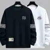 Envio RápidoNova Blusa de Moletom Solta com Gola Redonda e Manga Longa para Primavera e Outono, Camisa Básica Estampada da Moda Masculina