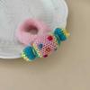 Faixa de cabelo de lã de malha infantil Little Girl Rainbow handmade color matching candy tie cabelo feltro bola cabeça elástico