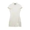 Marca Z AliExpress ropa de mujer adelgazante estilo popular europeo y americano simple jacquard transfronterizo vestido corto de moda blanco lechoso elástico ZA