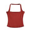 Verão Novo 2024 Estilo Europeu e Americano Pendurado Pescoço Slim-fit Curto Sling Feminino Slim-fit Base Elástica Top Roscado Colete