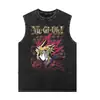Camisa sem mangas masculina com estampa de Anime Yu-Gi-Oh!, Colete casual de verão, Camiseta fitness feminina lavada retrô