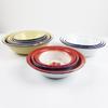 Cuenco de esmalte nostálgico de la vieja escuela con tapa, tazón para fideos instantáneos, ensalada de frutas, cuenco de hierro y porcelana, maceta roja, tazón para leche de soja