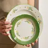 Juego de Platos Frescos Little Daisy: Nuevos Tazones y Platos de Cerámica, Vajilla de Color Bajo Esmalte, Juego de Platos Planos y Hondos