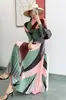 Vestido de Moda de Alta Calidad para Mujer Primavera y Otoño Camiseta Plegada Top para Mujer Falda Larga Conjunto de Dos Piezas Ins Trendy