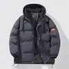 Chaqueta con capucha para hombre de talla grande, estilo dos piezas falsas, abrigo de algodón suelto casual, chaqueta acolchada gruesa de moda para pareja