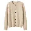 Nuevo cárdigan de punto de cachemira para otoño e invierno, moderno, color liso, de manga larga, cálido, suave, cuello redondo con hebilla, engrosado, para mujer