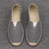 Sapatos de Palha com Solado de Linho Artesanais de Verão para Homens, Slip-On Sapato de Pescador Preguiçoso, Sapatos Individuais Casuais Respiráveis Absorventes de Suor, Sapatos de Lona