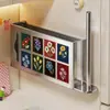 Estante lateral de refrigerador para guardar film transparente, soporte magnético para film transparente, estante para rollos de papel de cocina, estante de cocina montado en la pared, no requiere perforación