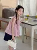 Aimo Beibei Llegada Nueva Verano 2026: Chal de tirantes a cuadros con volantes, suave y fresco, para niña